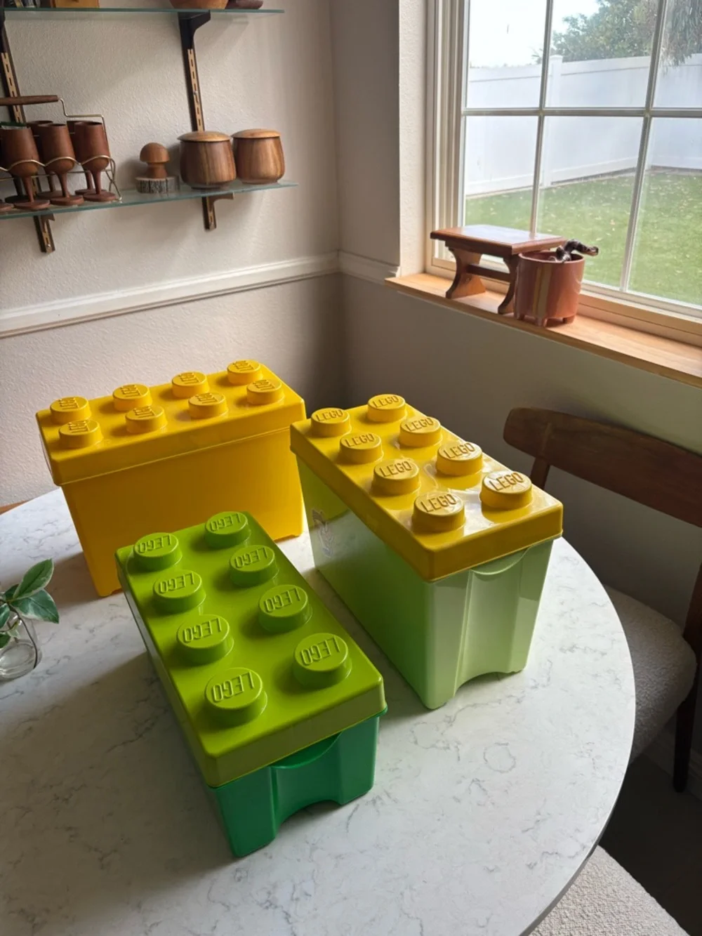 Lego Stackable Storage Bricks in Yellow and Lime Green